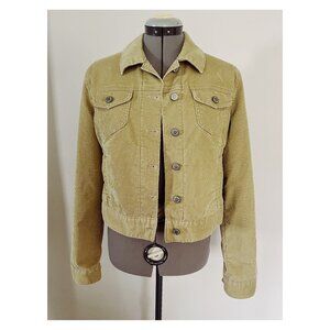 Gap Sz M Tan Corduroy Stretch Jacket Button Down Jean Jacket Style Cropped